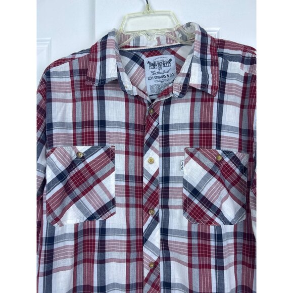 Levi’s Strauss & Co Shirt Men's L Western Red White Plaid Button Up Long Sleeve - Picture 2 of 8